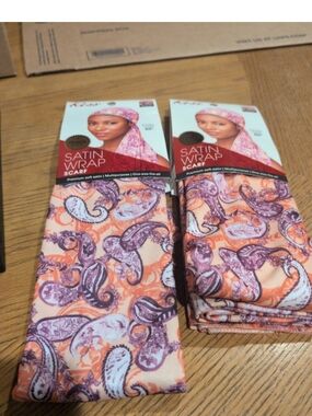 Kiss Satin Wrap Scarf DH49 Paisley 60 Inches Long Lot Of 2